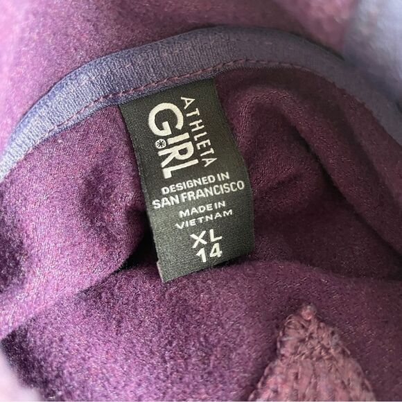 Athleta Girl Purple All For One Soft Logo Sleeve “Powerful” Hoodie Sweatshirt XL - Picture 7 of 9